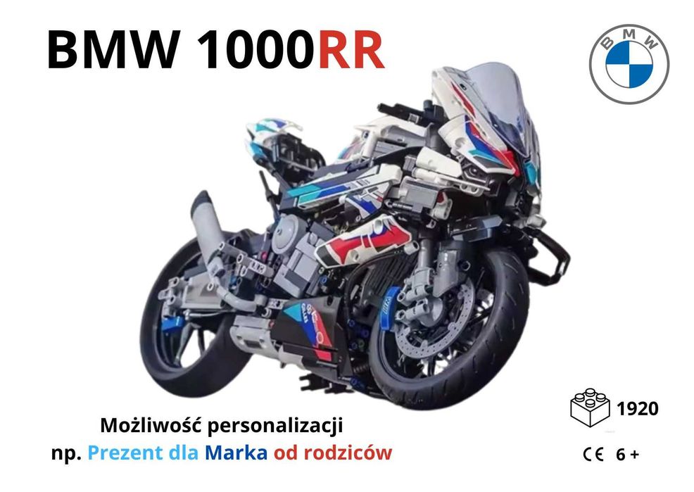 Klocki wzór LEGO BMW 1000RR Motocykl Prezent Wyścigowy Pudełko Karton