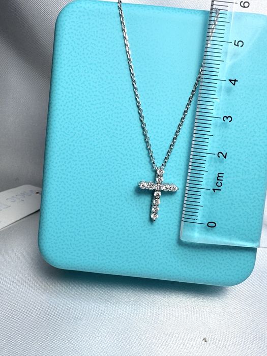 Золотий хрестик з діамантами у стилі Tiffany на ланцюжку