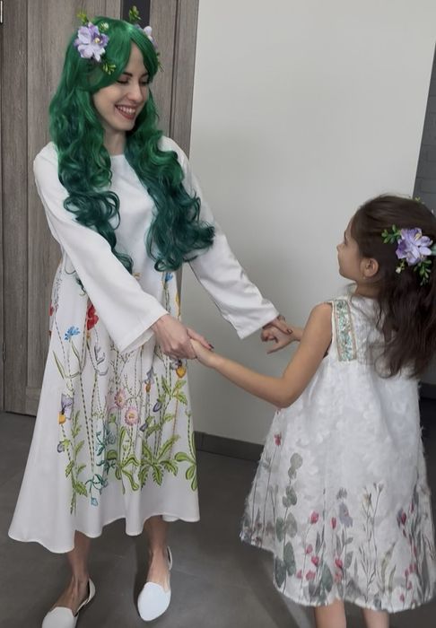 Костюм сукня  Мавки дитяча та доросла, перука зелена довга  Лісова фея