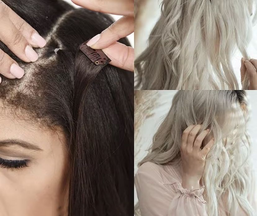 Накладне волосся на заколках треси русий колір 60см