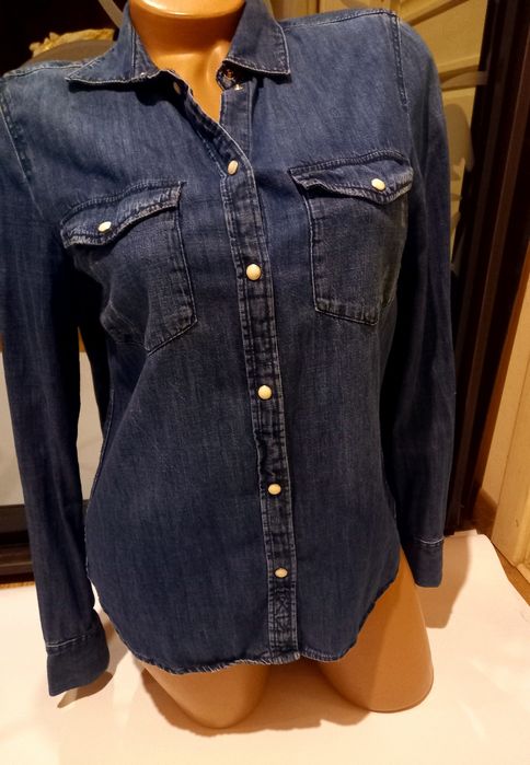 H&M Сорочка рубашка джинсова джинсовка  джинсовий піджак 36 S
