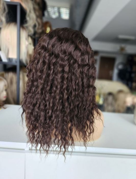 Peruka afroloki loki Krysia kasztanowy brąznaturalna fryzura