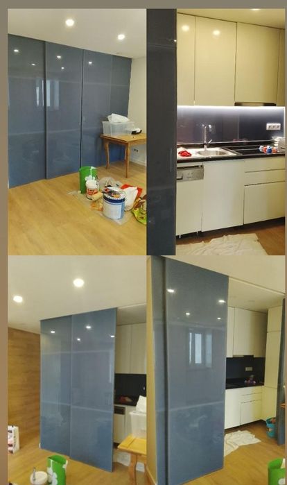 Aplicação de vinil cozinhas, aplicação de papel de parede