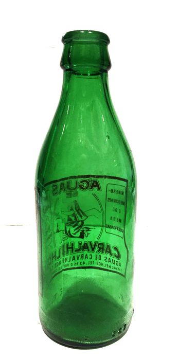 Garrafa antiga da Água de Carvalhelhos - Pirogravada - verde