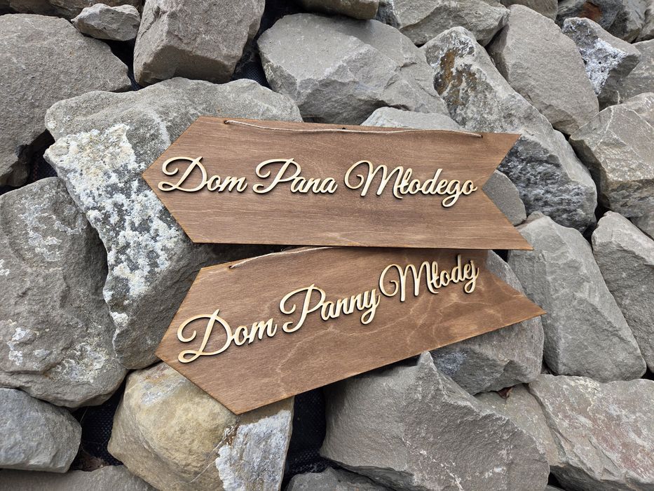 Drogowskazy Ślubne dom pana młodego, dom panny młodej