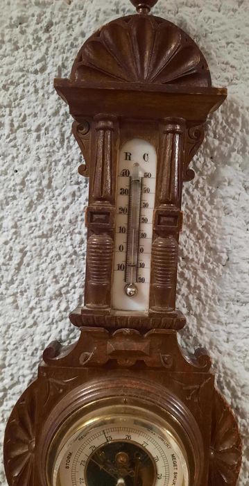 Stary Eklektyczny Barometr z Termometrem VI
