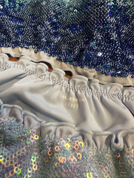 Niebieskie błękitne bikini cekiny Syrena wiązany Calzedonia Cobey M C