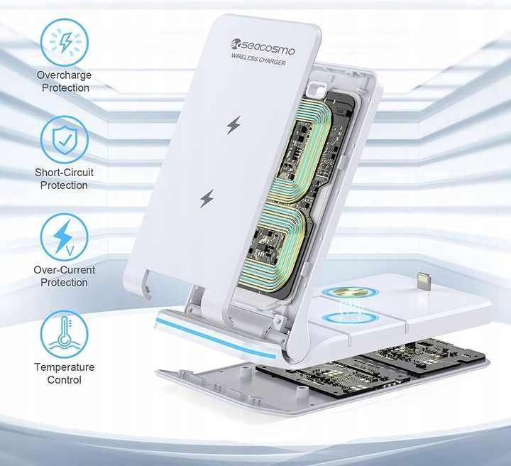 Seacosmo ładowarka indukcyjna 3w1 do iPhone BIAŁY [2374]