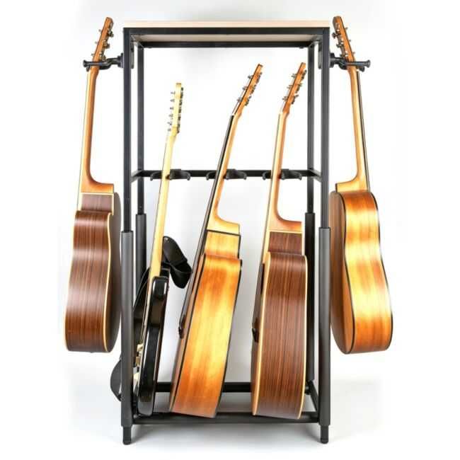 DNA GBOX statyw gitarowy - stojak na 5 gitar - stacjonarny regał na gitary - półka na akcesoria G-box