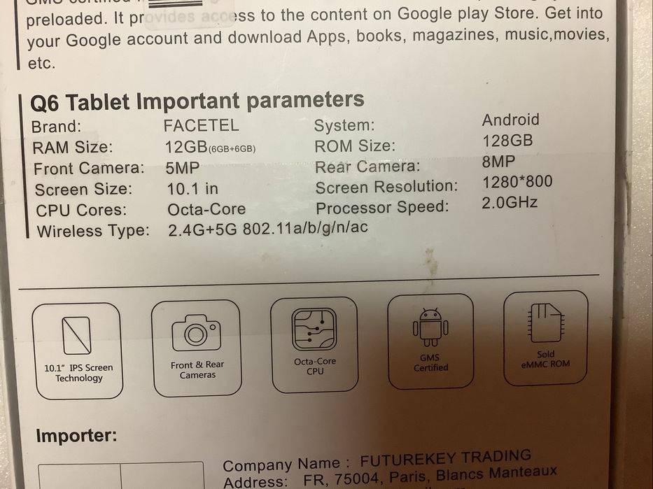 Tablet Facetel Q6  + capa