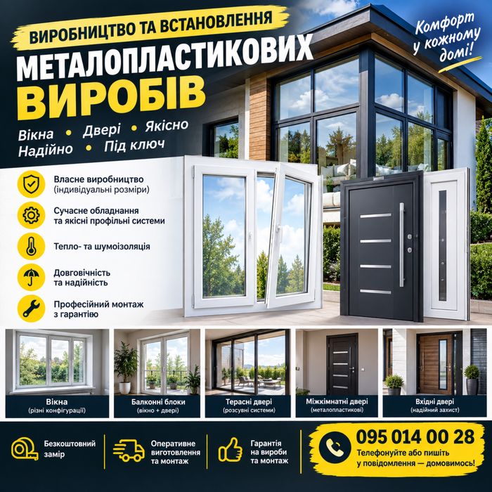 Металопластикові вікна та двері — виготовлення та встановлення