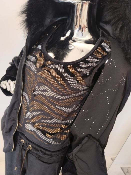 Komplet damski bluza z futerkiem + top + spodnie | efekt WOW