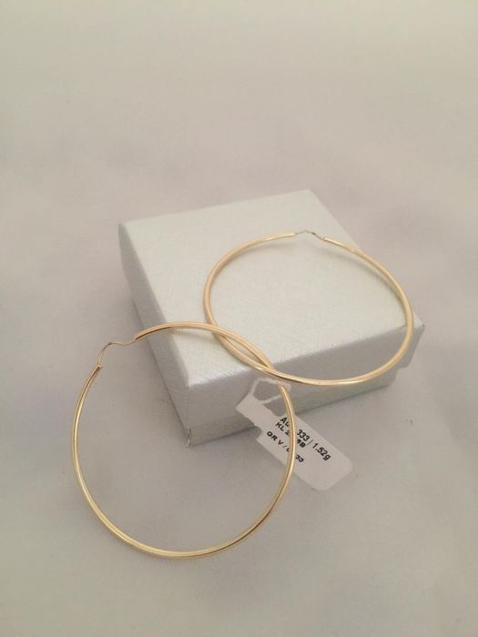 Nowe Duże złote kolczyki KOŁA 50 mm szarnir. Sklep