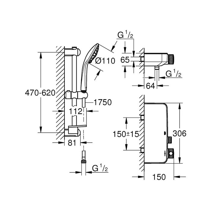 GROHE Grohtherm SmartControl — termostatyczna bateria prysznicowa, model 34719000