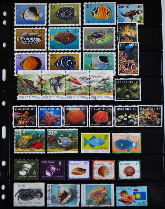 Znaczki pocztowe kasowane "Ryby"