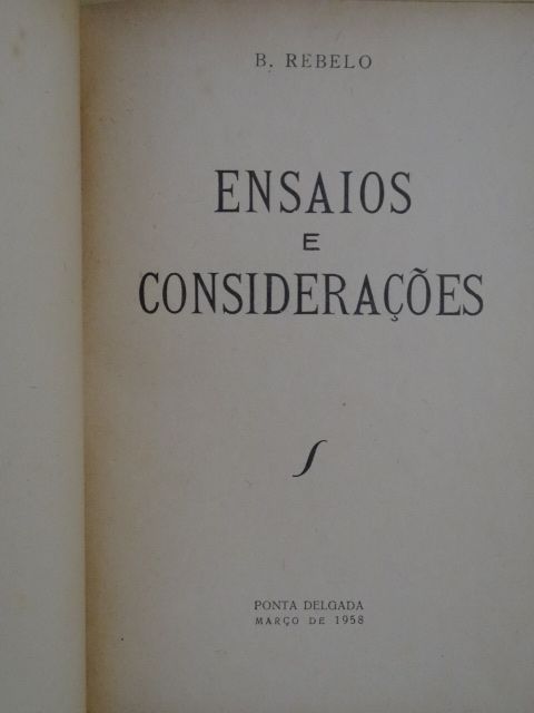 Ensaios e Considerações de B. Rebelo