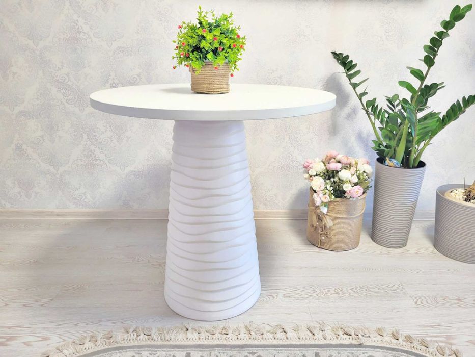 Круглый обеденный стол белый, обідній стіл білий 80 см "Зефир"