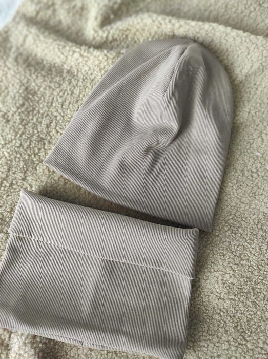 Wyprzedaż! Komplet zimowo wiosenny zestaw czapka komin gruby prążek