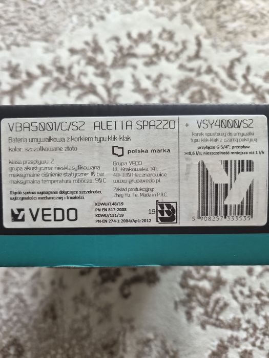 Bateria umywalkowa z korkiem typu kilk-klak