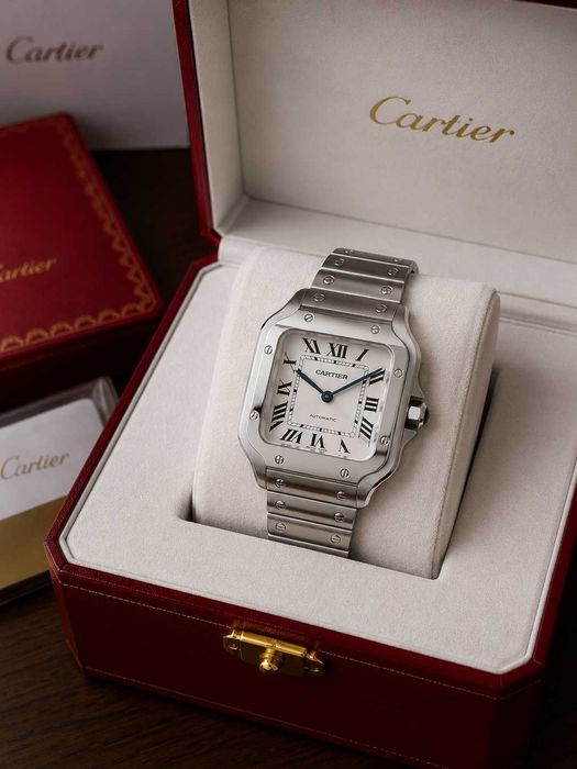 Мужские премиум часы Cartier Santos White Механика