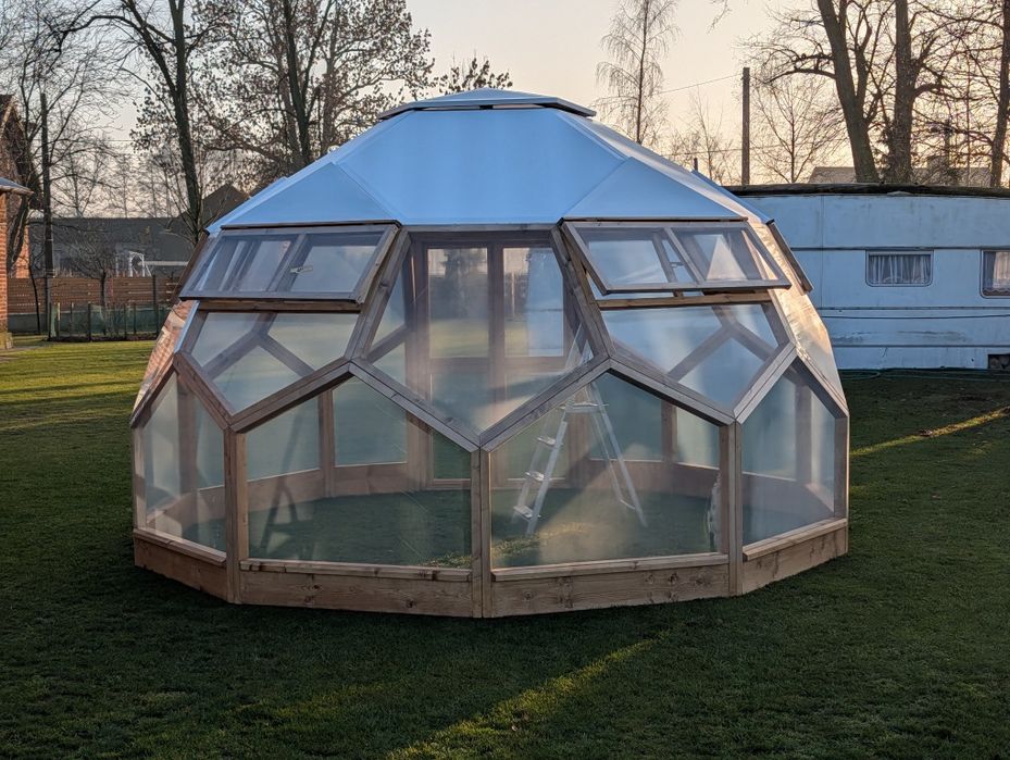 Kopuła szklarnia drewniana zadaszenie jacuzzi namiot sferyczny igloo