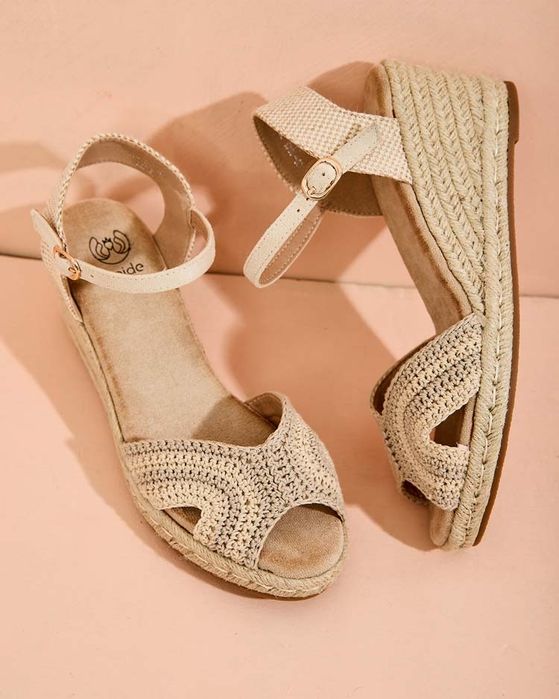 3 KOLORY 36 37 38 sandały 39 40 41 na koturnie cholewka pleciona haft