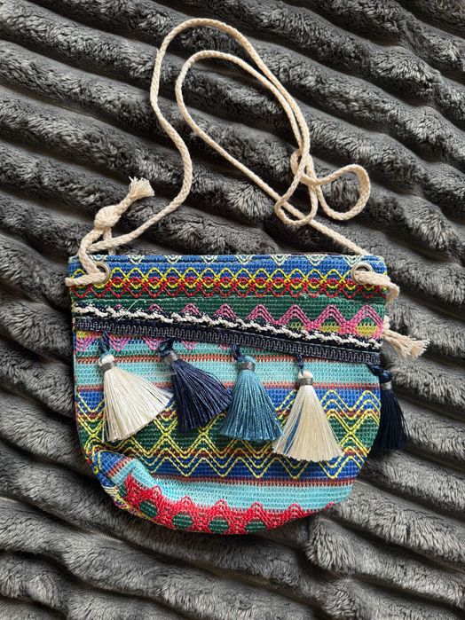 bolsa de ombro azul com listras retrô bolsa a tiracolo bag