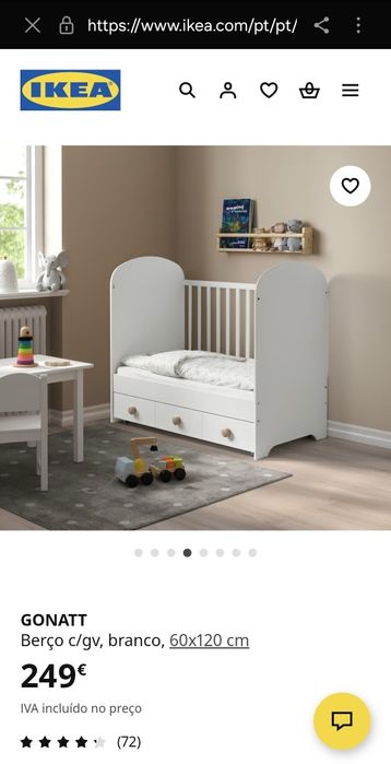 Berço GONATT da IKEA com colchão