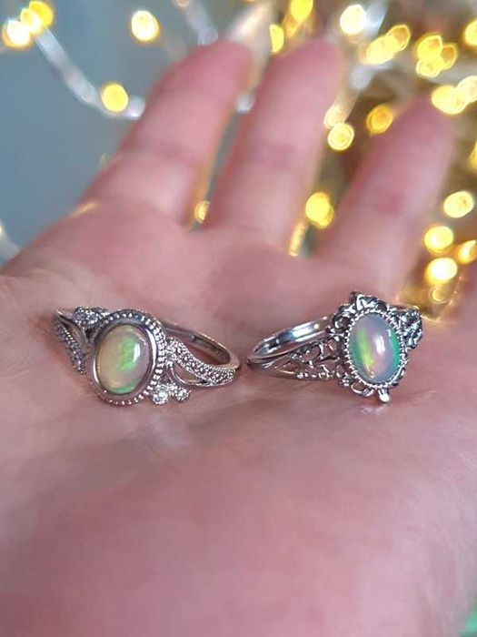 Anel ajustável com opala preciosa, pedra natural, da Etiópia