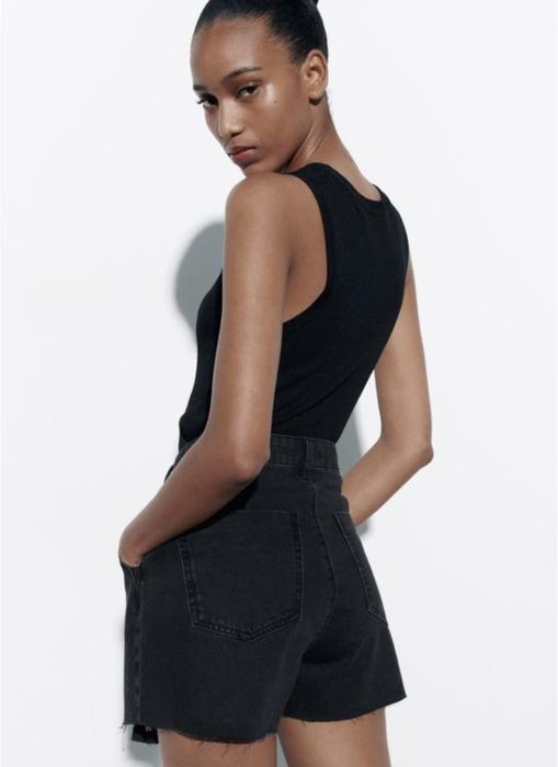 Шорти zara, шорти mom fit zara, чорні джинсові шорти zara
