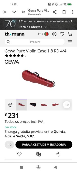 Estojo em fibra para violino