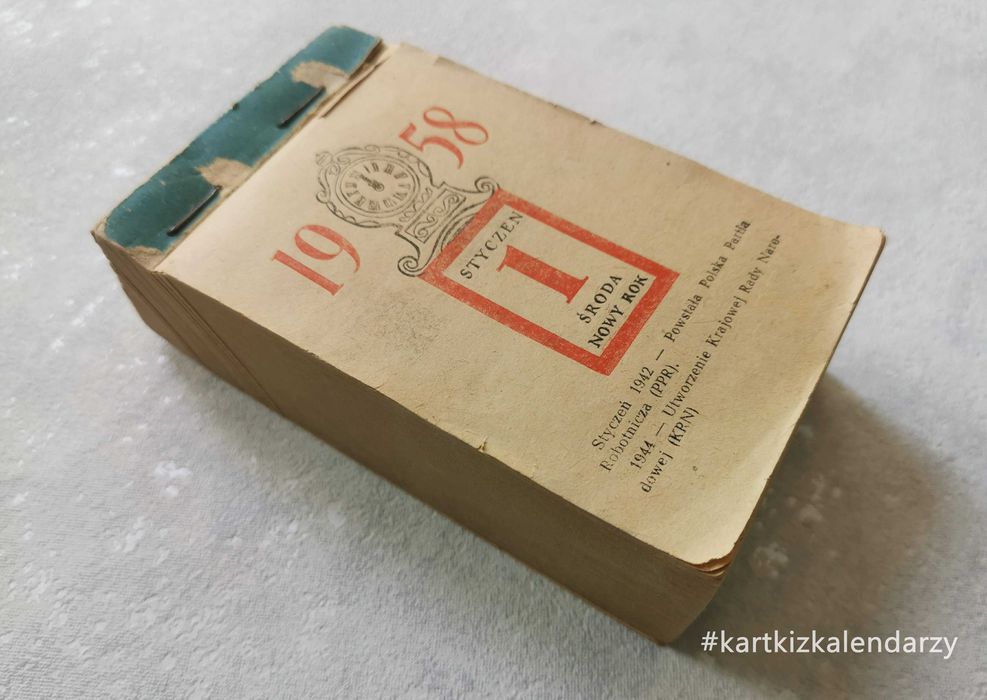 Kartka z kalendarza 1958 - oryginalna