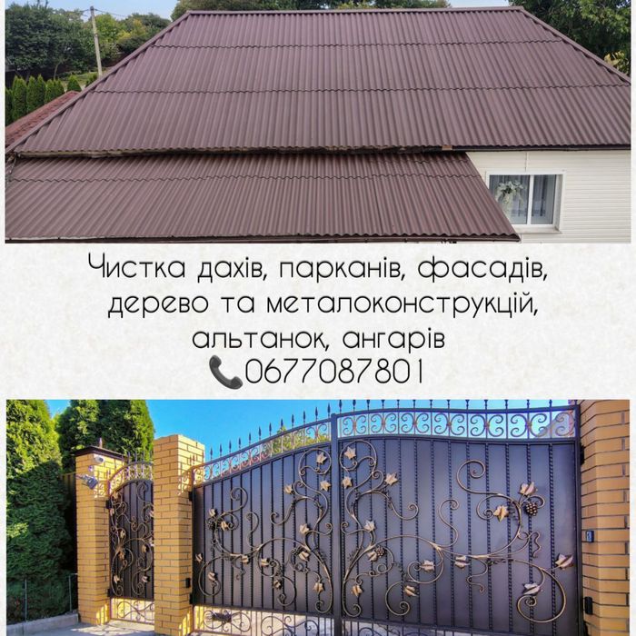 Фарбування дахів, чистка дахів, фарбування фасадів, дерева та металу