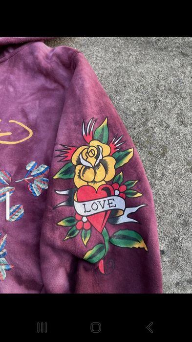 Ed hardy Vintage Cyber Y2K Boxy Zip Hoodie Hip Hop Drip Drain