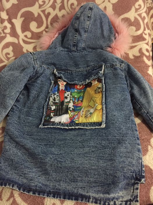 Джинсова підліткова тепла куртка 150