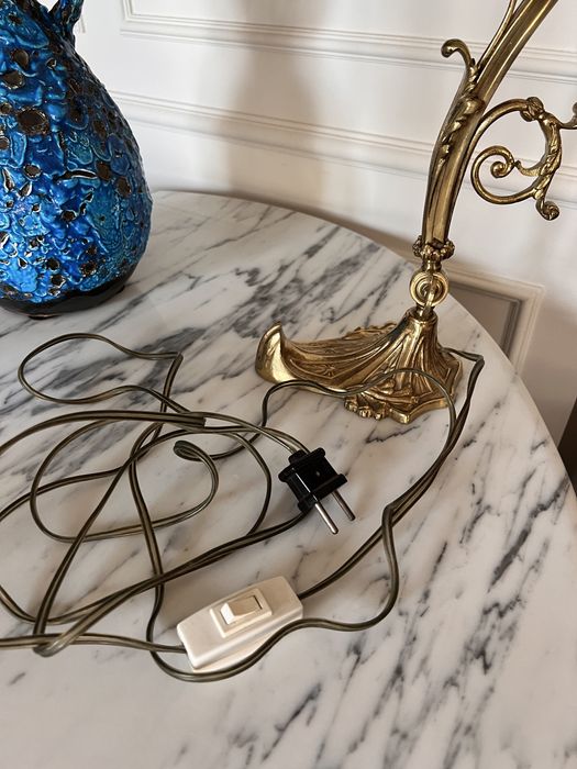 Lampa vintage brąz złocony 1900 secesja Francja XIX wiek antyk unikat