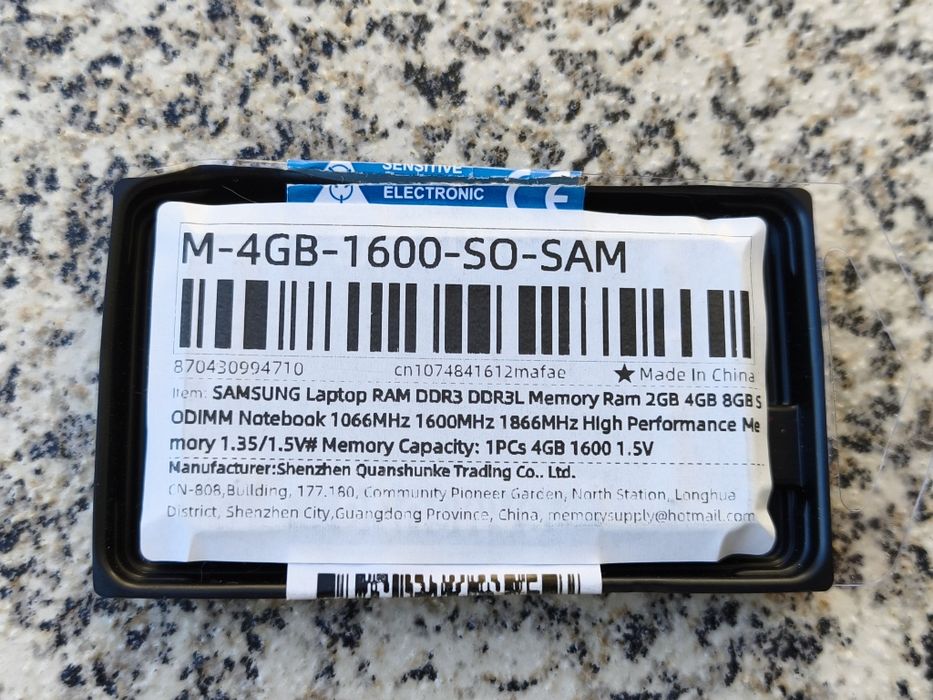 Módulo SO-DIMM 4GB Samsung DDR3
