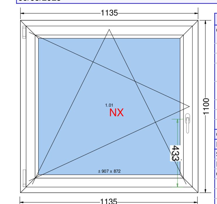 Dwa okna 1135 mm x 1100 mm
