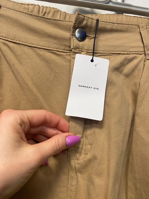 MNG mango spodnie chinos baggy wysoki stan kamel camel karmel chinosy