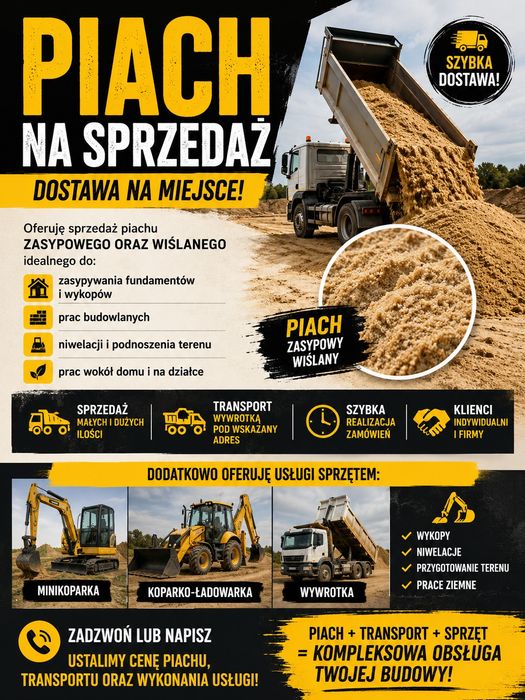 Piach zasypowy wiślany czarnoziem beton kruszony prace ziemne