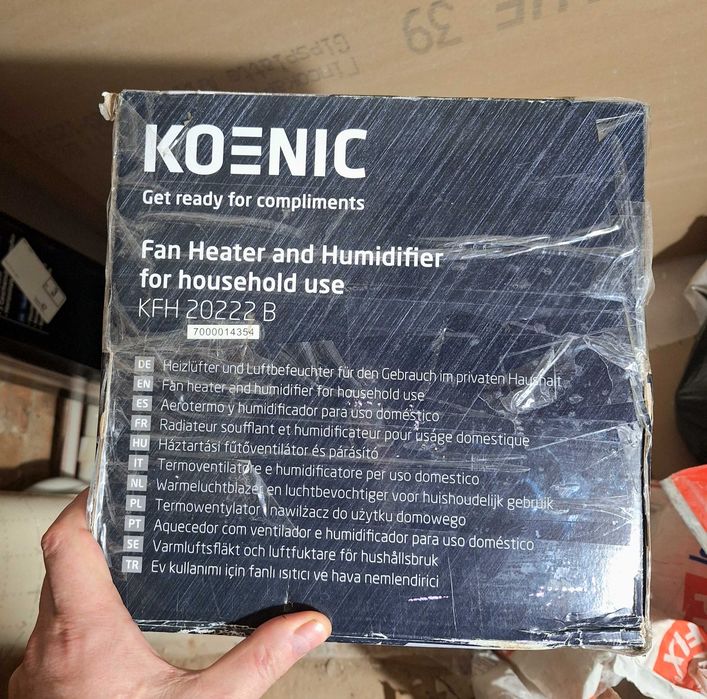 Тепловентилятор та зволожувач повітря KOENIC KFH 20222 B (2 в 1)Новий!