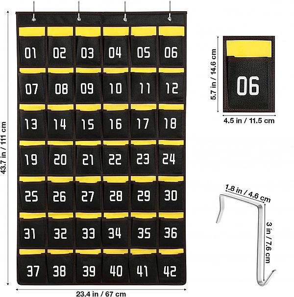 Organizer na telefony 42 kieszonki - wieszak na smartfony do szkoły bi