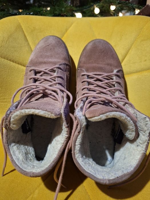 Buty zimowe jesienne różowe Tamaris 38 24cm skóra naturalna kożuszek