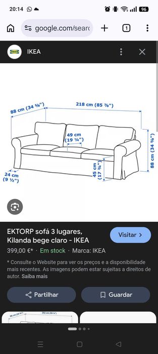 Vendo Sofá de 3 Lugares