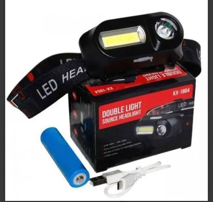 Продам фонарик на голову каробка зорядка и фонарик