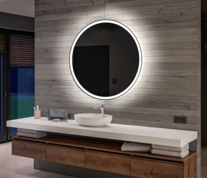 okrągle lustro podświetlane led na baterie