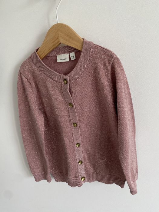 Sweter na guziki 92/98 name it różowy pozłacany