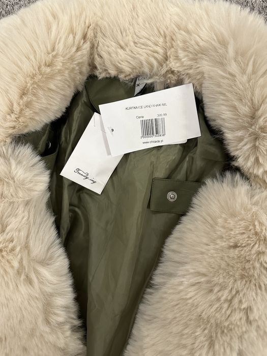 Kurtka zimowa khaki z futerkiem chicaca M/L