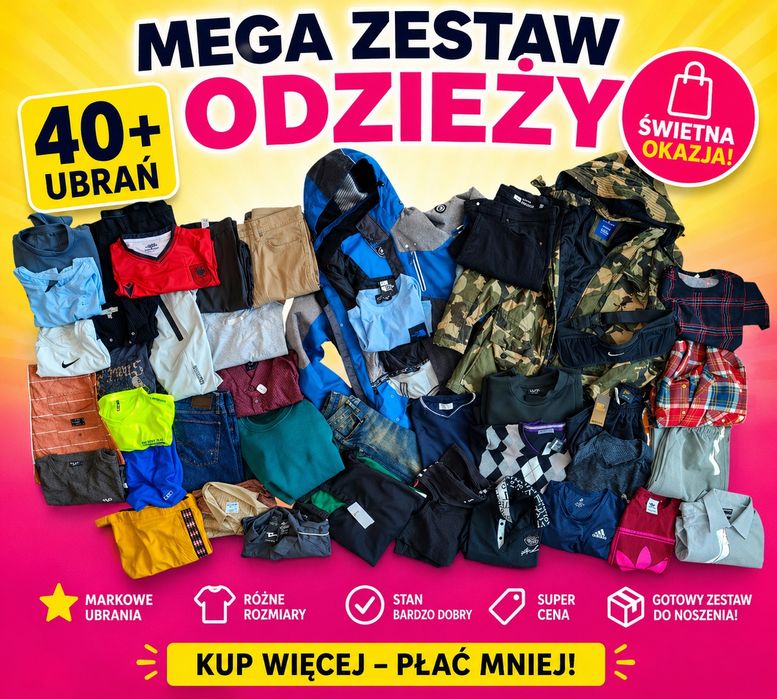 Mega paka 41 sztuk odzież męska S-XL