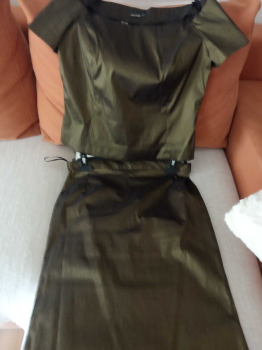 Spódnica i bluzka butelkowa zieleń metalic rozm.38/40